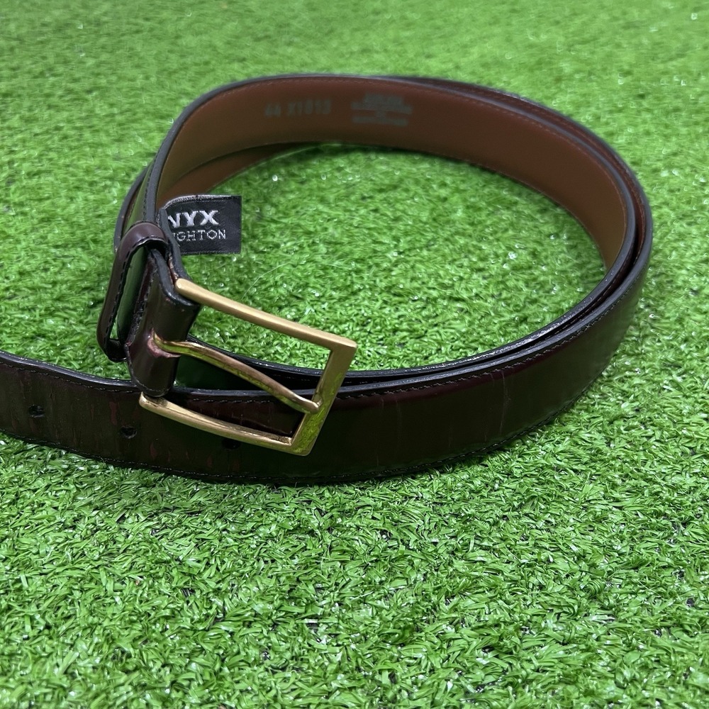 Vintage Brighton Belt Size 44 Onyx Genuine Cognac Leather Brass Buckle EUC